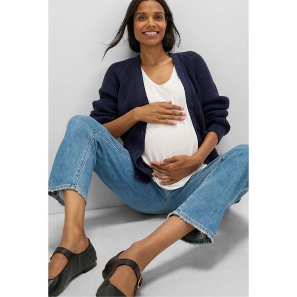 HATCH The Maternity Nursing Friendly Marlow Cardigan, navy $228 A41 - Picture 2 of 9